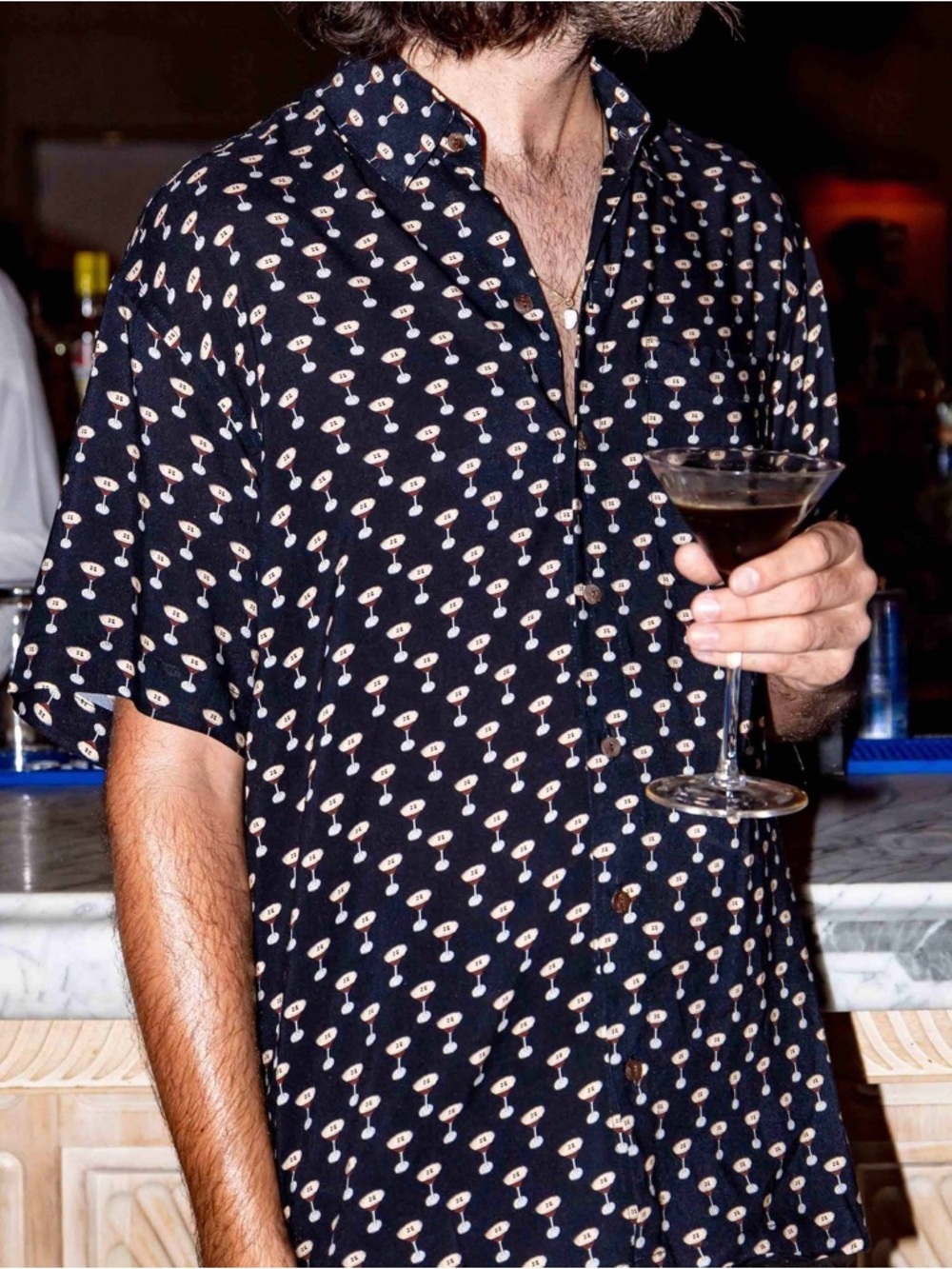 KENNY FLOWERS THE BUZZ AROUND TOWN Short Sleeve Shirt Espresso Martini